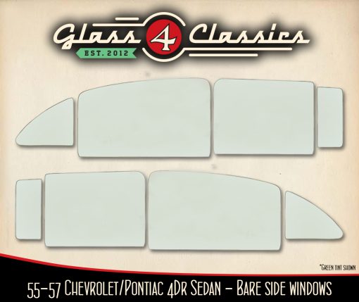 1955 56 57 Chevrolet 2 Door Sedan | Side Windows Set | New Glass | Glass 4 Classics