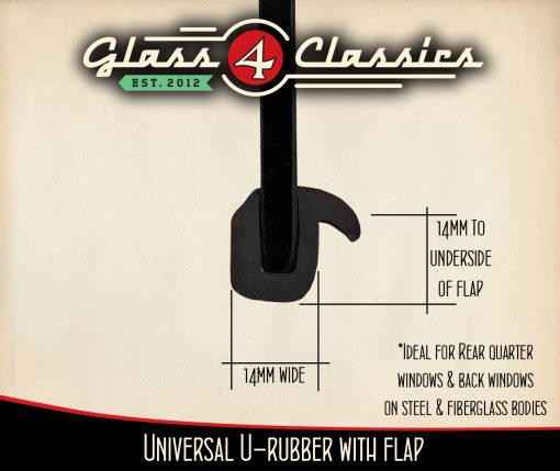 Hot Rod Universal | U-Rubber Glazing Seal (Horizontal Flap) | Glass 4 Classics