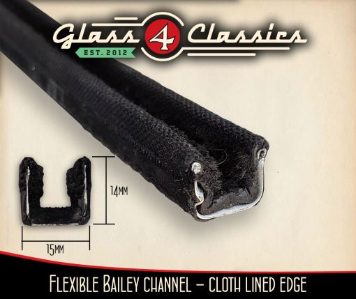 Bailey Channel Black Fabric Lined Flexible 2.4M